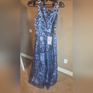 Jessica Howard Navy Blue Patterned Sleeveless Maxi Dress